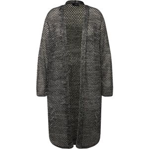 MIAMODA MIAMODA - Dames - Lang vest ajourbreisel metallic-effect lange mouwen - Zwart - Maat 46