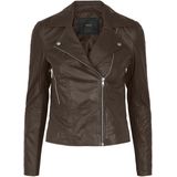 Yas - Sophie - Leren Jas - Biker Kraag - Lange Mouwen - Ritssluiting met Drukknoopsluiting