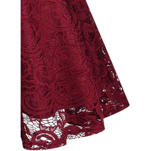 Vintage bruidsmeisjesjurken voor dames voor bruiloften, knielange kanten jurken, cocktailjurken, baljurken Bordeaux XL