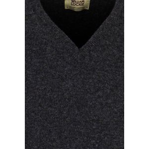 William Lockie - Lamswollen Trui - Donkergrijs - V-hals