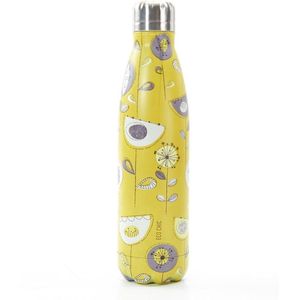 Eco Chic The Bottle - Thermosfles 500 ml - Isoleerfles - Bloemen - Geel