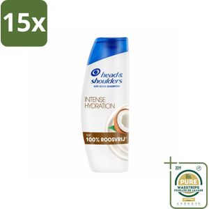 15 x Head & Shoulders - Shampoo - Intense Hydration - 100% Roosvrij - 300 ml - Grootverpakking - Anti-roos Shampoo - Roosvrij Shampoo - Hoofdoorzaak Roos - Hoofdhuidproblemen - Kokosolie Shampoo