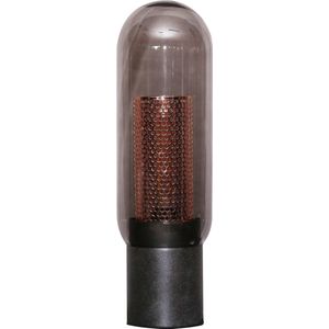 Tafellamp Artic met smoke glas | 1 lichts | Ø 15 cm | 50 cm hoog | geperforeerd staal | zwart | industrieel | woonkamer / bureau | design verlichting