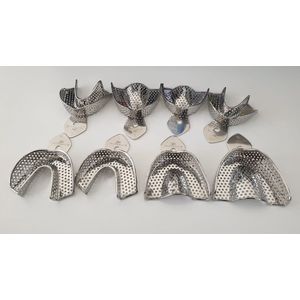 Belux Surgical Instruments / Tandarts Afdruklepels Geperforeerd - S/SM/ML/L/XL/XL - RVS - Set - 8 Stuks