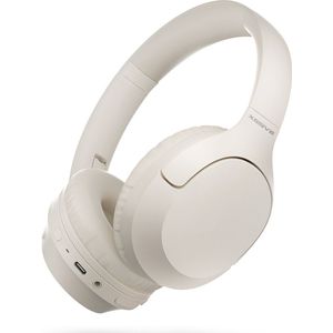 Draadloze Bluetooth Koptelefoon met Bass-Boost Functie - Bluetooth 5.3 - 60 Uur Batterij - Headset met Microfoon Noise Cancelling - Koptelefoon met draad modus - Equalizer App - Beige