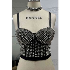 Banned - Xenia Crop top - S - Zilverkleurig