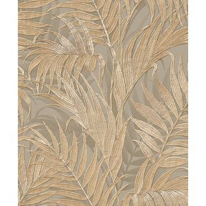 Duch Wallcoverings - Grace Tropical palm leaf green/gold - vliesbehang - 10m x 53cm - GR322105