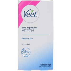 Veet Pure Inspirations 16 Wax Strips For Legs & Body (voor gevoelige huid)
