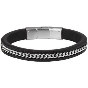 Jacques Lemans heren armband leer, roestvrij staal One Size 88563182