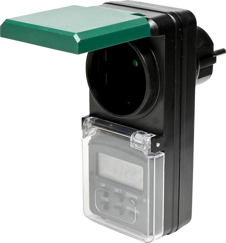 Benson Digitale tijdklok - voor buiten - spatwaterdicht - zwart - 230 Volt