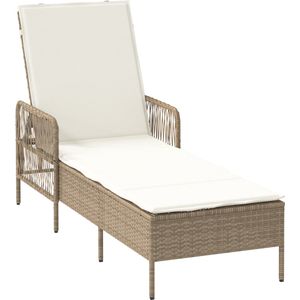 vidaXL - Ligbed - met - Kussen - Beige - Poly - Rattan