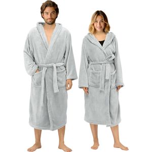 HOMELEVEL badjas dames en heren - Badjassen met ceintuur zijzakken en capuchon - Ochtendjas dames en heren - Kamerjas in meerdere kleuren en maten