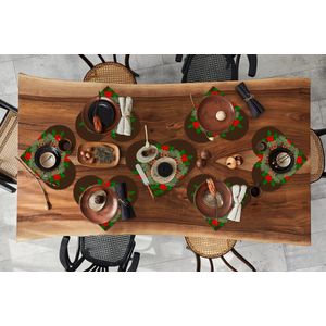 Onderleggers - Placemats - Placemats hartje - Kerstkrans - Hulst - Patronen - 10 stuks - Kerst - Cadeau - Kerstcadeau voor mannen, vrouwen en kinderen