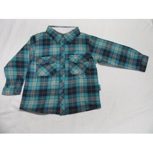 dirkje , jongens , overhemd ,  geruit , blauw /marine / beige ,  18 maand 86