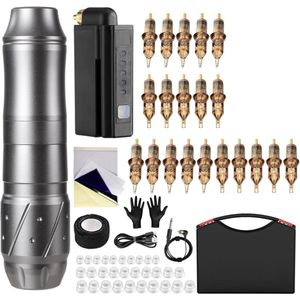 DailySupplies® Tattoo Machine met Accessoires - Tattoo Machines Draadloos - Tattoo Set Inclusief Inkt en Naalden - Zwart