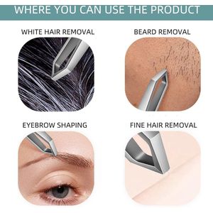 Baardpincet Wit haar epileren pincet Roestvrij staal Pincet voor fijne ontharing Wenkbrauwvormer 5 mm punt Transparante doos 1 pak