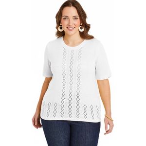 Opengewerkte trui met kralen, korte mouwen