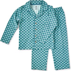 Little Label Pyjama Jongens Maat 98-104/4Y - blauw, groen - Geruit - Pyjama Kind - Zachte BIO Katoen