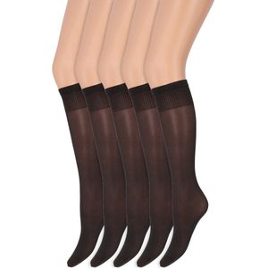 Glans pantykousen | Kniekousen | 35 Denier | Merk: Marianne | One Size | Kleur: Almost black | 5 Paar