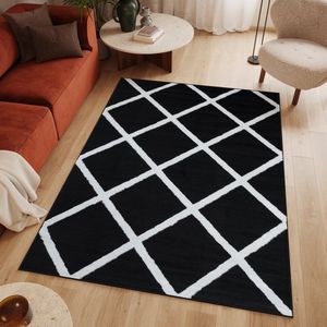 Tapiso Luxury Vloerkleed Antraciet Woonkamer Modern Tapijten Maat- 80x150