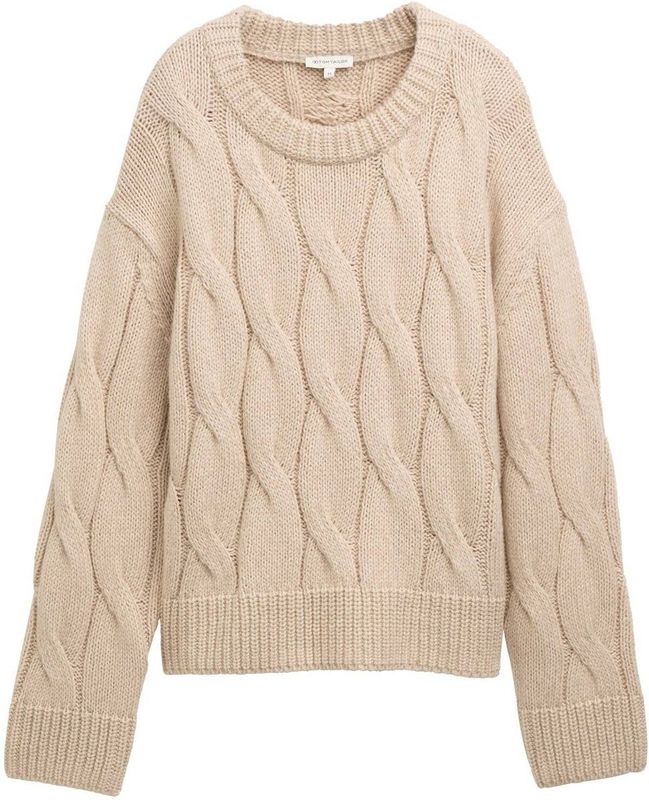 TOM TAILOR - Trui - Taupe - Lange Mouw - Ronde Hals