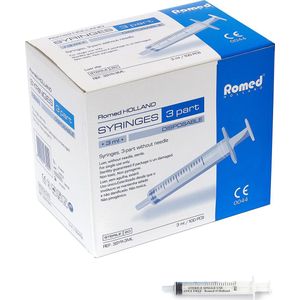 Romed 3-delige spuiten, 5ml - injectiespuit - 3SYR-5ML - 5ml spuit - 100 stuks
