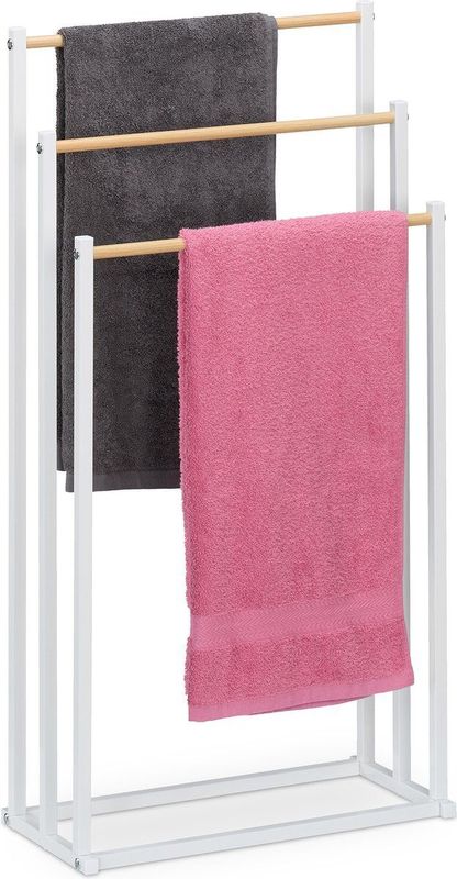 Handdoekenrek - Wit - 3 Stangen - 86 x 44 x 21 cm - Metaal