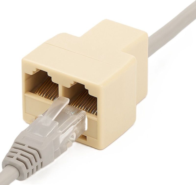 Netwerk Splitter 1 Naar 2 RJ45 - Ethernet Adapter - Beige