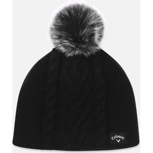 Callaway pom pom beanie effen,  zwart