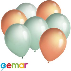30 ballonnen Mintgroen en Zalmroze (Ook geschikt voor Helium)