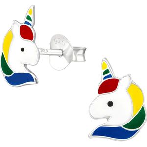 Aramat Jewels Oorbellen - Unieke Zilveren Unicorn Oorbellen - Regenboog Cadeautje - Zilver - Vrouwen - Kinderen - [10mm]
