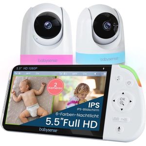 Full HD split-screen babyfoon met 2 camera's, nachtlampje en geluidsmachine voor baby's