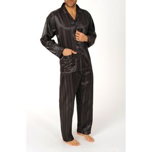 Norman Heren pyjama Satijn - Stripe - 48 - Grijs.