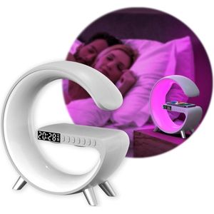 COOL'R® Wake-Up Light - G-light - Wekker Draadloze Oplader - Wekker - Bureaulamp - LED Light - Bluetooth Speaker - Nachtlamp - Digitale Wekker - Wit