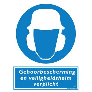Gehoorbescherming en veiligheidshelm verplicht bord - Bord 300 x 400 mm - (Forex)