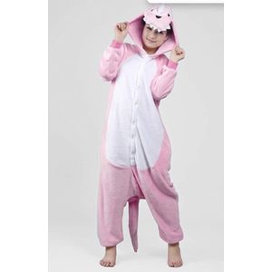 Roze Draak onesie maat XL - Dieren – Verkleedkleren - kinderen - jongens - meisjes - Huispak - Carnaval