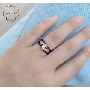 Soraro Tricolor Ring | Navy | Goldplated | Soraro Ringen | Cadeau voor haar | verjaardag vrouw