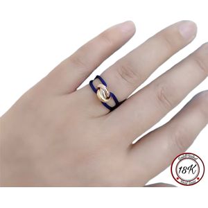 Soraro Tricolor Ring | Navy | 18K Goldplated | Soraro Ringen | Cadeau voor haar | verjaardag vrouw | Vaderdag | Vaderdag Cadeau