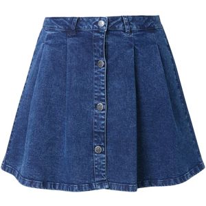 MIAMODA MIAMODA - Dames - Jeans midi-rok A-lijn knoopsluiting - Donkerblauw denim - Maat 48