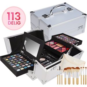 Make-Up Koffer - Make-Up Set - Meisjes - Incl. Inhoud - Set Inclusief Kwasten & Reis Etui - Veganistisch Cosmetica - 113 Delig - Incl Slot