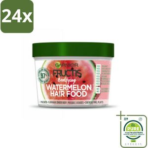 Garnier - Fructis Hair Food Watermelon - 3-in-1 Haarmasker - Futloos Haar - 400 ml - Voordeelverpakking - 24 stuks - Haar masker - Haarmasker