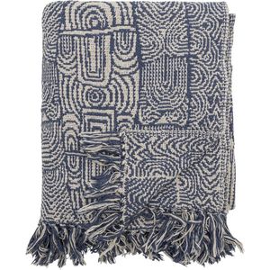 Bloomingville Bresso plaid, blauw, gerecycled katoen