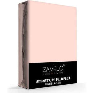 Zavelo Stretch Flanel Hoeslaken Poederroze-2-persoons (140x200 cm) - Heerlijk Warm en Zacht - Perfecte Pasvorm - Hoogwaardige Kwaliteit