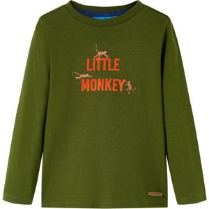 vidaXL - Kindershirt - met - lange - mouwen - 104 - donkerkakikleurig