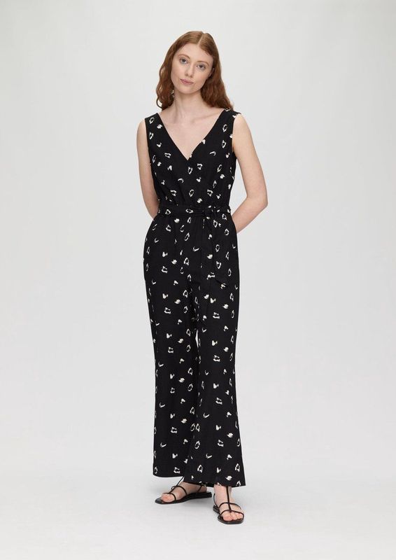 QS - Jumpsuit - Zwart - Maxi - Mouwloos - V-hals