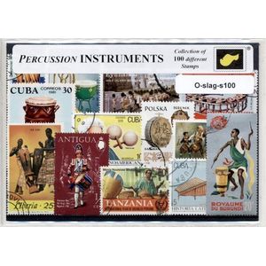 Slaginstrumenten – Luxe postzegel pakket (A6 formaat) : collectie van 100 verschillende postzegels van slaginstrumenten – kan als ansichtkaart in een A6 envelop - authentiek cadeau - kado - geschenk - kaart - drums - drumstel - slagwerk - drummen