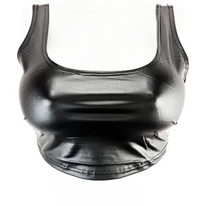 Top - Maat Onesize -wetlook crop Top shirt zwart