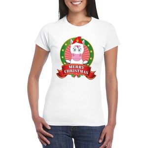 Foute Kerst shirt voor dames - eenhoorn - Merry Christmas L