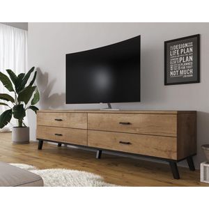 Meubella - TV-Meubel Jenny - Eiken - Zwart - 181 cm