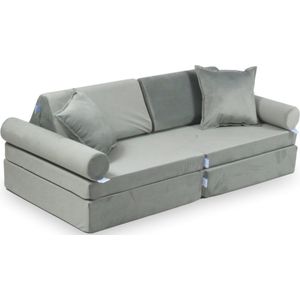 Mini Modulaire bank - Speelsofa- Velvet - Grey Comfort (inclusief 2 bolsters en 2 kussens)